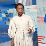 Zinhle’s ivory puff sleeve shirtdress on NBC News Daily