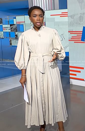 Zinhle’s ivory puff sleeve shirtdress on NBC News Daily