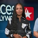 Zuri’s black embroidered belted shirtdress on Access Hollywood