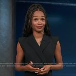Zuri’s black sleeveless blazer dress on Access Hollywood