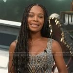 Zuri’s blue ribbed knit mini dress on Access Hollywood