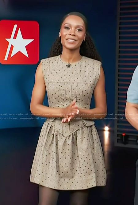 Zuri’s polka dot print mini dress on Access Hollywood