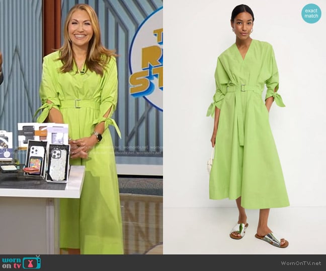 3.1 Phillip Lim x RTR Poplin V-neck Midi Dress worn by Lori Bergamotto on Good Morning America