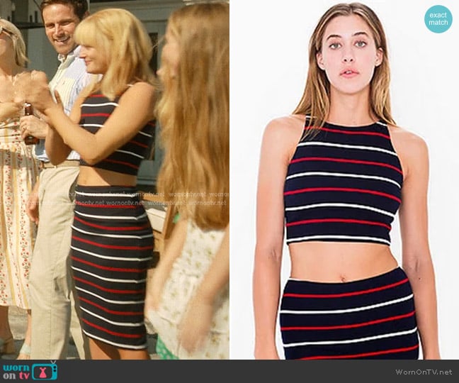 American Apparel Striped Ponte Sleeveless Crop Top worn by Mirren Sinclair Sheffield (Esther McGregor) on We Were Liars