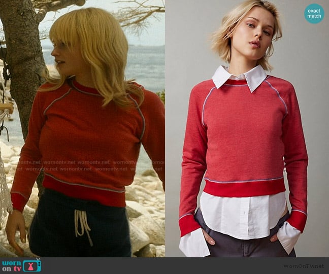 BDG Bryson Cropped Crew Neck Sweatshirt in Red worn by Mirren Sinclair Sheffield (Esther McGregor) on We Were Liars