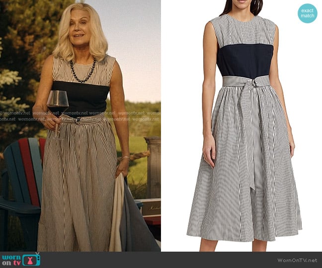 Barneys New York  Cotton Striped Bustier Midi Dress worn by Tipper Sinclair (Wendy Crewson) on We Were Liars