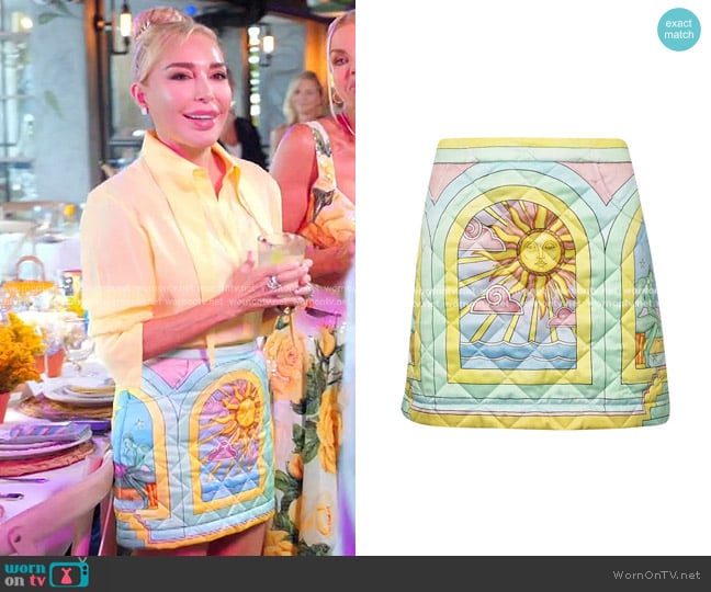 Casablanca Quilted Curved Hem Mini Skirt in Art Deco/Multicolor worn by Marysol Patton (Marysol Patton) on The Real Housewives of Miami