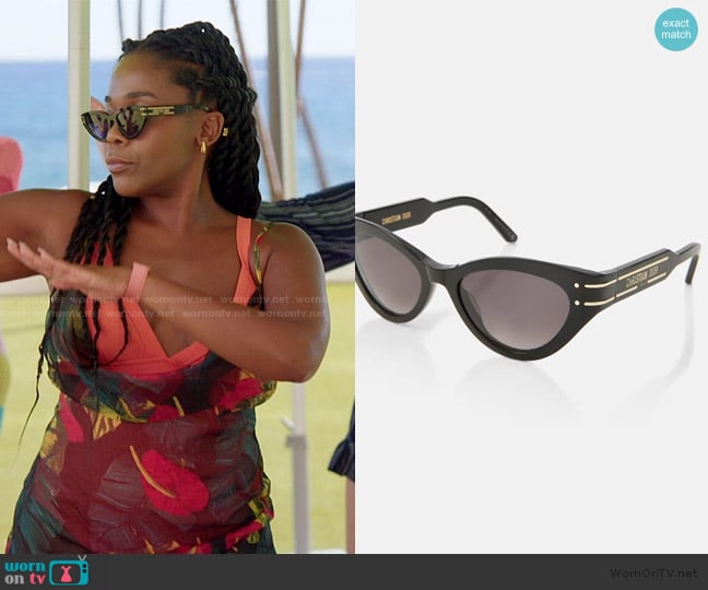 Dior DiorSignature B7I cat-eye sunglasses worn by Jasmine Goode on The Valley