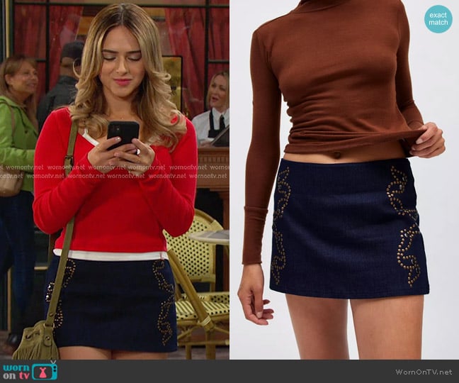 Holly’s studded denim mini skirt on Days of our Lives