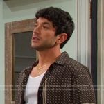 Javi’s black printed short sleeve shirt on Days of our Lives
