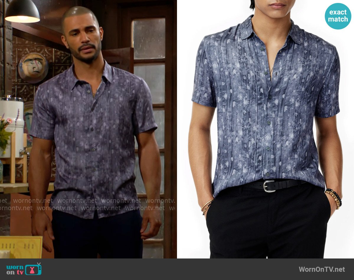 Holden’s blue printed shirt on The Young and the Restless