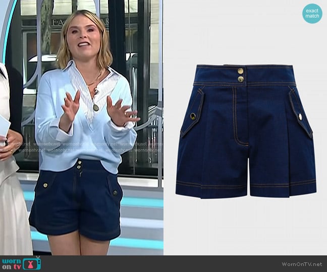 Veronica Beard Keita High-Rise Short in Marine worn by Jenna Bush Hager on Today