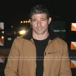 Matt Gutman's camel beige zip front jacket on Good Morning America