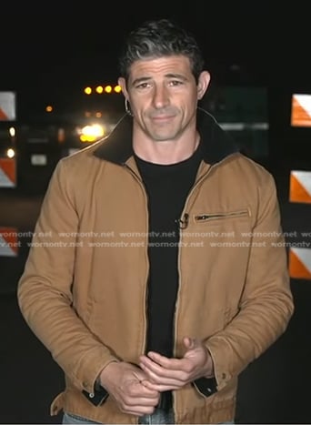 Matt Gutman's camel beige zip front jacket on Good Morning America