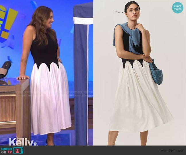 Siempre Michelle Sleeveless Colorblock Midi Dress worn by Monica Mangin on Live with Kelly and Mark