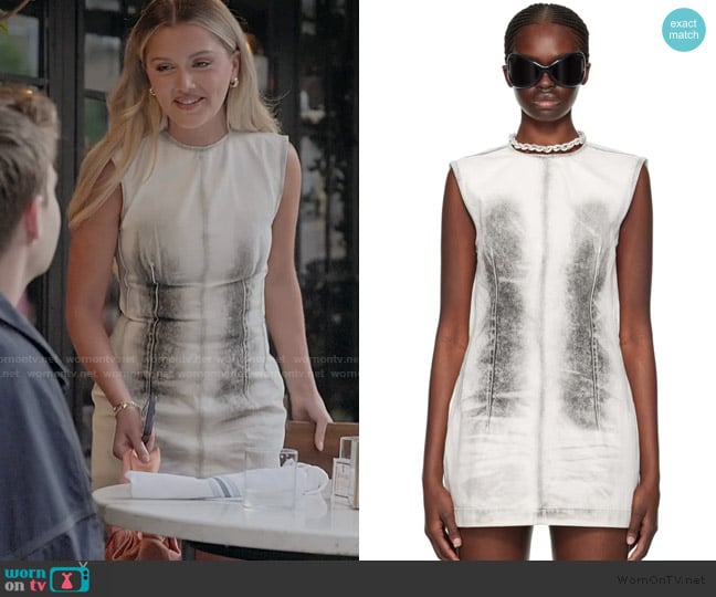 Acne Studios White Sprayed Denim Minidress worn by Chloe on Next Gen NYC