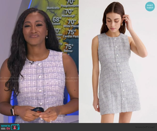 Adam Lippes Tweed Button Front Dress worn by Brittany Bell on Good Morning America