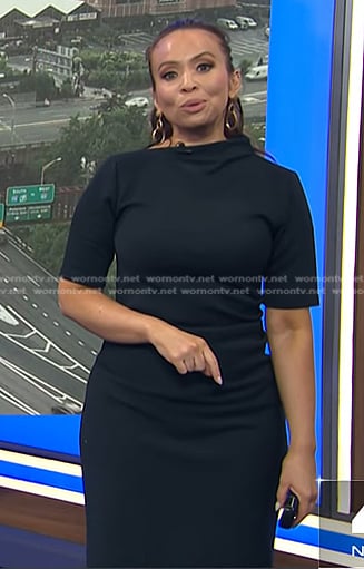 Adelle's black asymmetric neck dress on Today