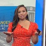 Adelle’s red floral asymmetric neck dress on Today