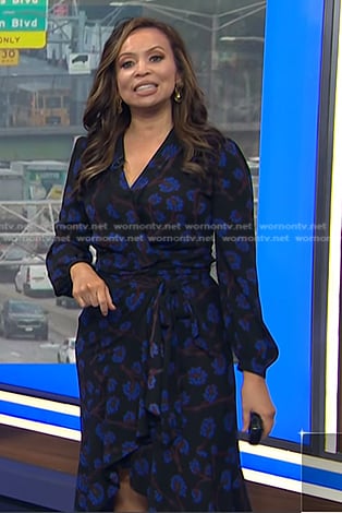 Adelle's black floral wrap dress on Today