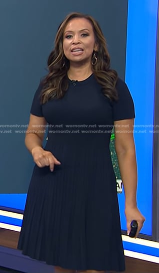 Adelle's navy pleated dress on Today