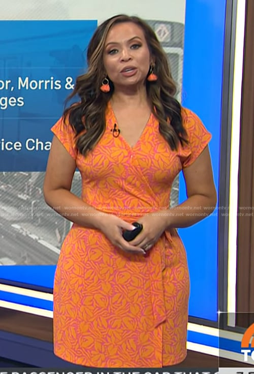Adelle’s orange floral print wrap dress on Today