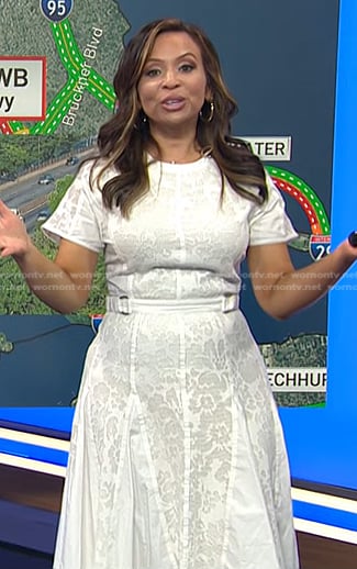 Adelle's white buckle waist lace dress on Today