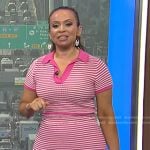 Adelle’s pink stripe polo and knit skirt on Today