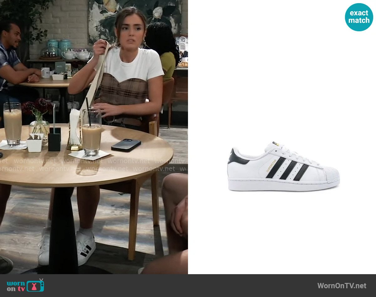Adidas Superstar Foundation Sneakers worn by Emma Scorpio-Drake (Braedyn Bruner) on General Hospital