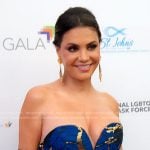 Adriana’s blue print strapless gown on The Real Housewives of Miami