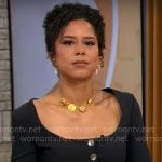 Adriana Diaz’s black button-front top on CBS Mornings