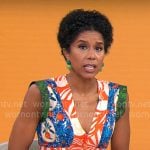 Adriana Diaz’s mixed print v-neck dress on CBS Mornings