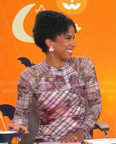 Adriana Diaz's floral and plaid midi dress on CBS Mornings
