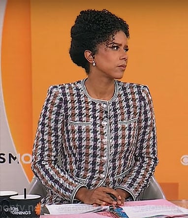 Adriana Diaz's houndstooth jacket on CBS Mornings