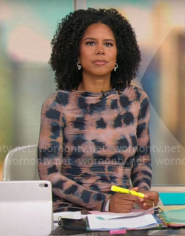 Adriana Diaz's printed long sleeve dress on CBS Mornings