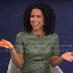 Adriana Diaz’s green leather dress on CBS Mornings