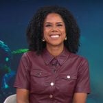 Adriana Diaz’s burgundy leather shirtdress on CBS Mornings