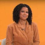 Adriana Diaz’s orange textured suit on CBS Mornings