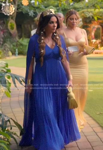 Adriana’s blue pleated cape gown on The Real Housewives of Miami