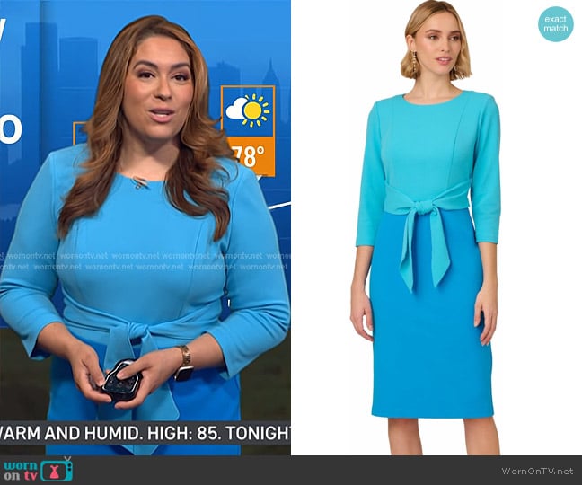 Adrianna Papell Colorblock Tie Front Dress worn by Violeta Yas on Today