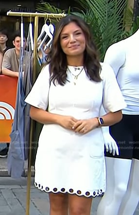 Adrianna’s white scalloped mini dress on Today