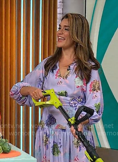 Adriene Kiss's purple floral dress on CBS Mornings