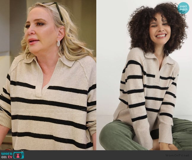 Aerie UnREAL Polo Sweater worn by Shannon Beador on The Real Housewives of Orange County