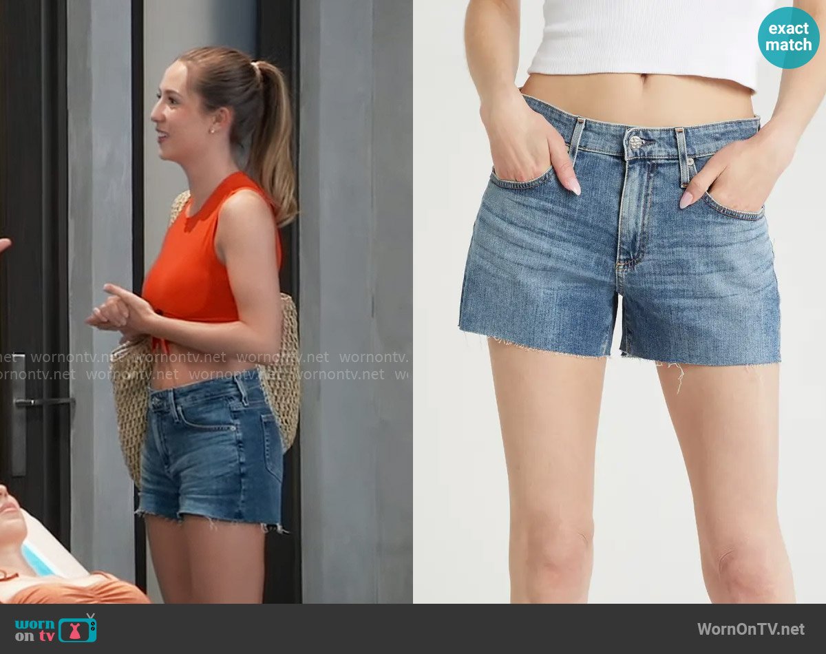 AG Jeans Hailey Boyfriend Cutoff Denim Shorts in 17 Years Waveview worn by Josslyn Jacks (Eden McCoy) on General Hospital