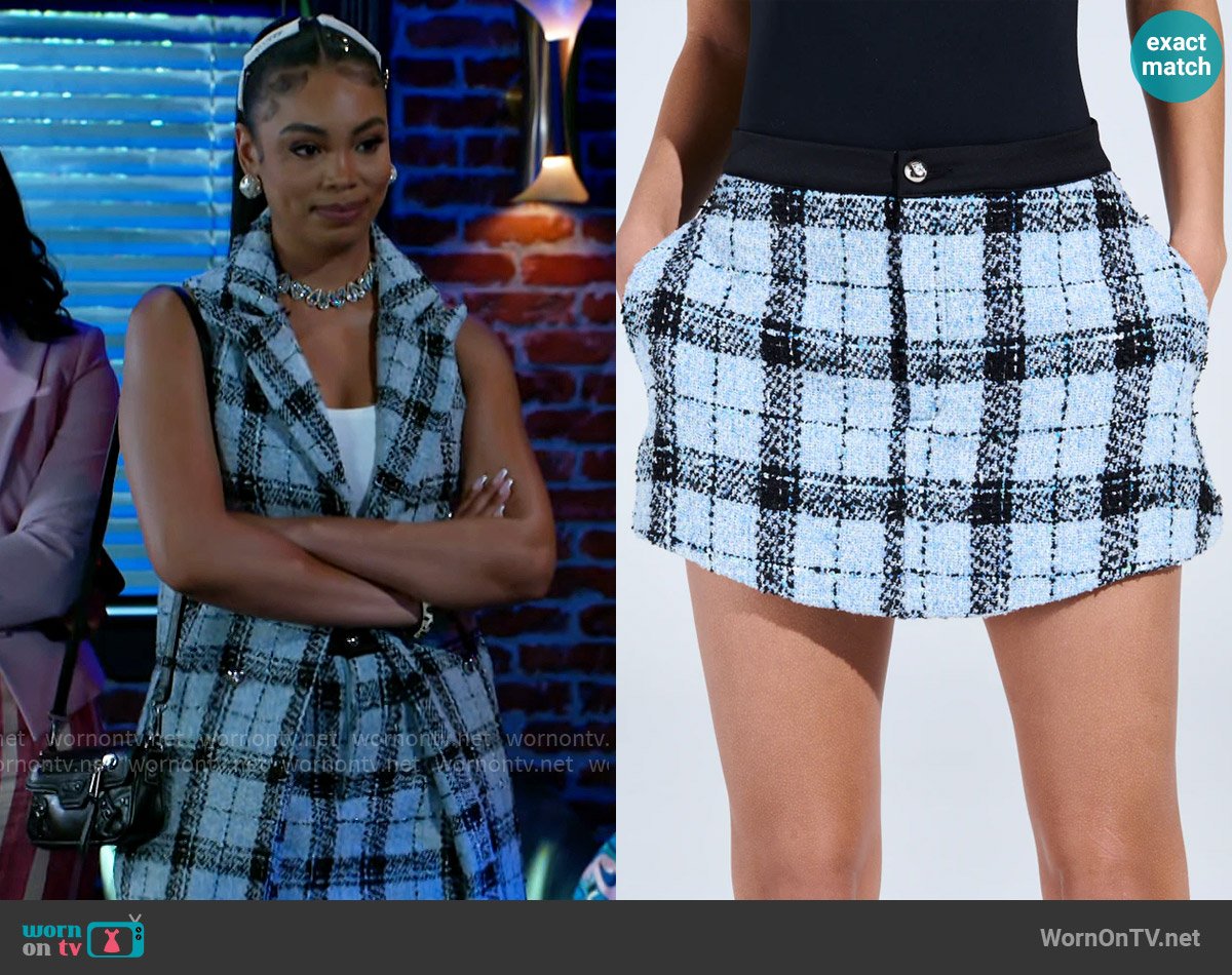 Akira Smooth Transition Tweed Skort worn by Chelsea Hamilton (RhonniRose Mantilla) on Beyond the Gates