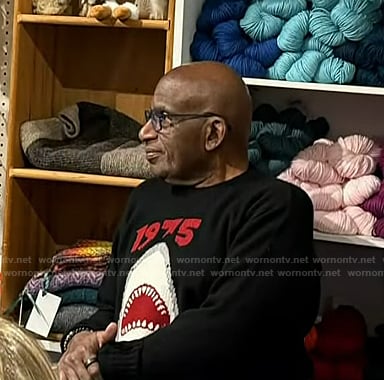 Al Roker's black shark 1975 print sweater on Today