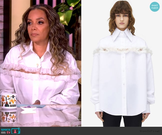 Alexander McQueen Slashed Creponne Detail Oversized Shirt worn by Sunny Hostin on The View