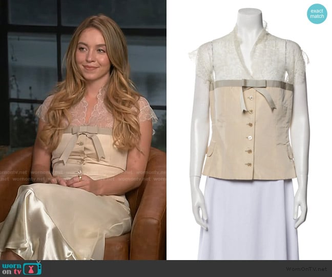 Alexander McQueen Vintage Bustier Top worn by Sydney Sweeney on E! News
