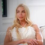 Alexia’s white floral pearl embellished top on The Real Housewives of Miami