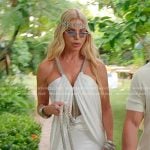 Alexia’s white rhinestone embellished halter dress on The Real Housewives of Miami